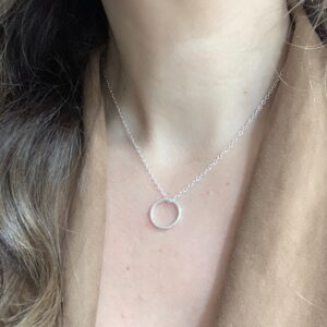Silver circle necklace, sun ray necklace